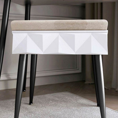 CARME Home Montana Padded Velvet Storage Stool-White/black - image 1
