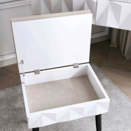 CARME Home Montana Padded Velvet Storage Stool-White/black - thumbnail 4