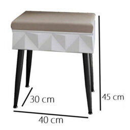 CARME Home Montana Padded Velvet Storage Stool-White/black - thumbnail 5