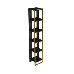 Decorotika Polka 5-Tier Bookcase Shelving Unit Black Marble Effect & Gold - thumbnail 2