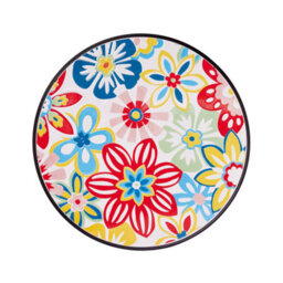 Premier Decorations 42.5Cm Boho Brights Stool Side Table Colourful Floral Metal Decorative Accent Seat - thumbnail 2