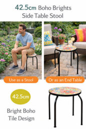 Premier Decorations 42.5Cm Boho Brights Stool Side Table Colourful Floral Metal Decorative Accent Seat - thumbnail 7