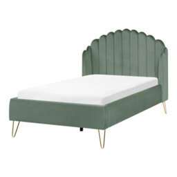 Beliani Bed Velvet Ambillou 120 X 200 Cm (Eu Small Double) Green - thumbnail 1