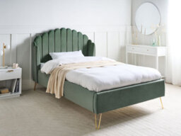 Beliani Bed Velvet Ambillou 120 X 200 Cm (Eu Small Double) Green - thumbnail 2