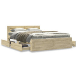 Berkfield Bed Frame With Headboard Without Mattress Sonoma Oak 140X200 Cm - thumbnail 4
