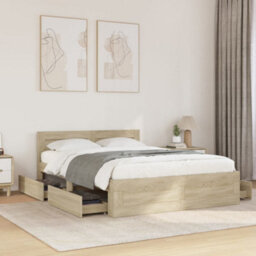 Berkfield Bed Frame With Headboard Without Mattress Sonoma Oak 140X200 Cm - thumbnail 1