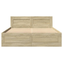 Berkfield Bed Frame With Headboard Without Mattress Sonoma Oak 140X200 Cm - thumbnail 5