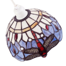 Happy Homewares Lavender Purple Toned Stained Glass Dragonfly Tiffany Pendant Shade - thumbnail 3