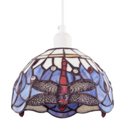 Happy Homewares Lavender Purple Toned Stained Glass Dragonfly Tiffany Pendant Shade - thumbnail 8