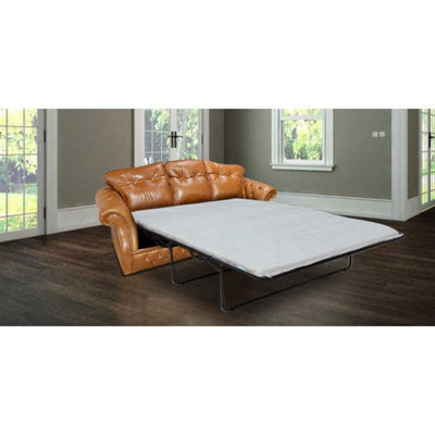 Chesterfield 3 Seater Sofabed Old English Tan Leather Bespoke In Era Style - image 1