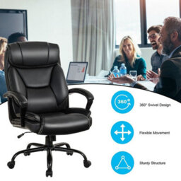 Gainoom Black Office Chair Swivel Padded Executive Chair Ergonomic Adjustable Height - thumbnail 9
