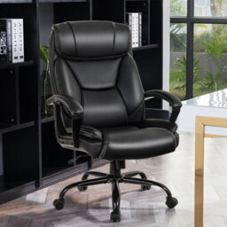 Gainoom Black Office Chair Swivel Padded Executive Chair Ergonomic Adjustable Height - thumbnail 4