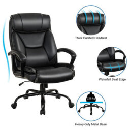 Gainoom Black Office Chair Swivel Padded Executive Chair Ergonomic Adjustable Height - thumbnail 5