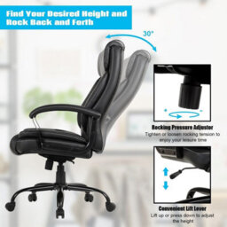 Gainoom Black Office Chair Swivel Padded Executive Chair Ergonomic Adjustable Height - thumbnail 6