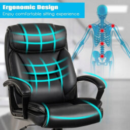 Gainoom Black Office Chair Swivel Padded Executive Chair Ergonomic Adjustable Height - thumbnail 7