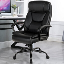 Gainoom Black Office Chair Swivel Padded Executive Chair Ergonomic Adjustable Height - thumbnail 3
