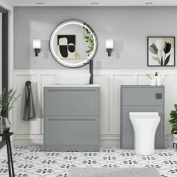 Royal Bathrooms Royal Bathroom Elmore 700mm Matt Pebble Grey Freestanding Countertop Bathroom Vanity Unit 2 Drawer With Elva Basin - thumbnail 5