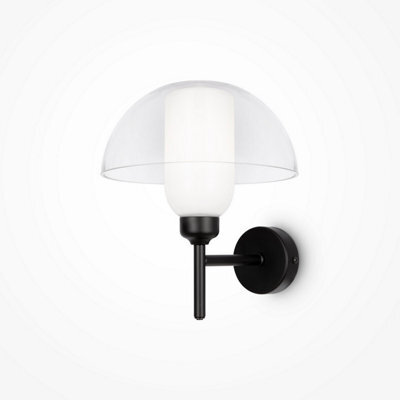 Luminosa Lighting Luminosa Memory Modern Dome Wall Lamp Black 1Xe14 Glass Shade - image 1