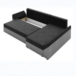 Dante L Modern Corner Sofa Bed Universal L Shape Couch Has Guest Sleep Function Storage Durable Fabric Black - thumbnail 3
