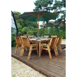 Marlborough Traditional Eight Seater Table Set With 8 X Green Chair Cushions, 1 X Green Parasol & Base & 1 X Cushion Storage Bag - thumbnail 2