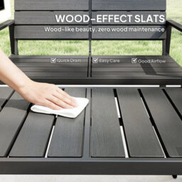 4 Piece Garden Furniture Set, Hdpe Metal Outdoor Sofa, Dark Grey - thumbnail 3