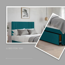 Green Plush Sawana 6Ft Super King Size Bed With 20 Inch Headboard With Mattress And 2Drawers - thumbnail 2