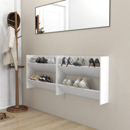 Berkfield Wall Shoe Cabinet 2 Pcs White 80X18X60 Cm Engineered Wood - thumbnail 1