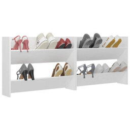 Berkfield Wall Shoe Cabinet 2 Pcs White 80X18X60 Cm Engineered Wood - thumbnail 4