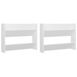 Berkfield Wall Shoe Cabinet 2 Pcs White 80X18X60 Cm Engineered Wood - thumbnail 2