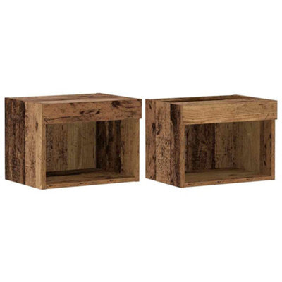 Berkfield Stylish Wall Cabinets With Led Lights 2 Pcs Old Wood 40X30X30 Cm - image 1