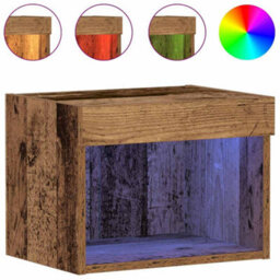 Berkfield Stylish Wall Cabinets With Led Lights 2 Pcs Old Wood 40X30X30 Cm - thumbnail 4