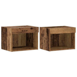 Berkfield Stylish Wall Cabinets With Led Lights 2 Pcs Old Wood 40X30X30 Cm - thumbnail 1