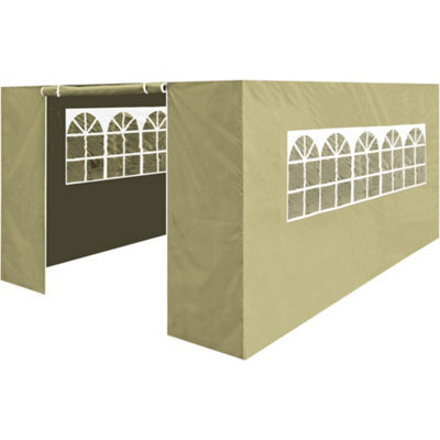 Loops Side Walls Door & Windows For 3X4.5M Pop-Up Gazebo - Beige - Garden Party Tent - image 1
