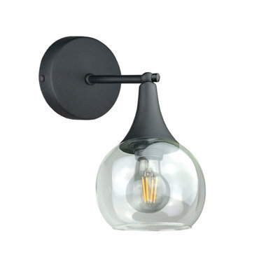 Luminosa Lighting Luminosa Star Dome Wall Lamp Black Transparent Glass Shade 1X E27 - image 1