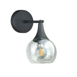 Luminosa Lighting Luminosa Star Dome Wall Lamp Black Transparent Glass Shade 1X E27 - thumbnail 1