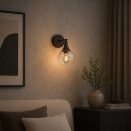 Luminosa Lighting Luminosa Star Dome Wall Lamp Black Transparent Glass Shade 1X E27 - thumbnail 2