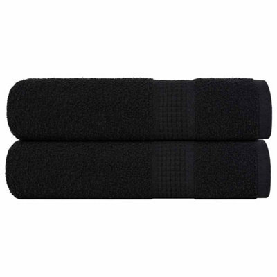 Walplus Hand Towels 2 Pcs Black 50X100 Cm 360 Gsm 100% Cotton - image 1
