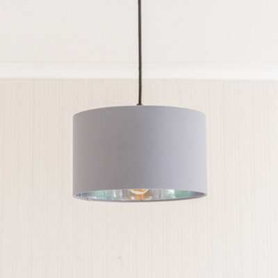 Valuelights Reni Grey & Silver Inner Drum Ceiling Lamp Shade (D)25Cm - image 1