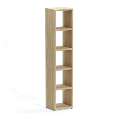 RB UK Boon 5 Cube Shelving Unit Eco-Friendly Bookcase Freestanding Heavy Duty Oak, Made In Austria (H)1830mm (W)380mm (D)330mm