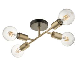 Flux Satin Steel Gold Effect 4 Lamp Ceiling Light - thumbnail 4