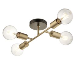 Flux Satin Steel Gold Effect 4 Lamp Ceiling Light - thumbnail 3