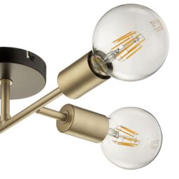 Flux Satin Steel Gold Effect 4 Lamp Ceiling Light - thumbnail 2