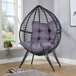 Home Source Eden Egg Balloon Dark Grey Cushioned Outdoor Chair