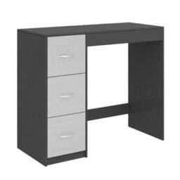 Urbn-Living Urbnliving Height 79.5Cm 3 Drawer Wooden Bedroom Dressing Computer Work Table Desk Black Carcass And Grey Drawers Jewellery - thumbnail 2