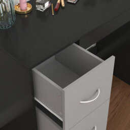 Urbn-Living Urbnliving Height 79.5Cm 3 Drawer Wooden Bedroom Dressing Computer Work Table Desk Black Carcass And Grey Drawers Jewellery - thumbnail 5