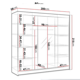 Derby Vi Modern High Capacity Wardrobe For Everyday Clothing Storage Sonoma White - thumbnail 4