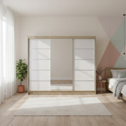 Derby Vi Modern High Capacity Wardrobe For Everyday Clothing Storage Sonoma White - thumbnail 2