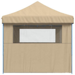 Walplus Foldable Party Tent Garden Gazebo Canopy Pop-Up With 3 Sidewalls Beige - thumbnail 4