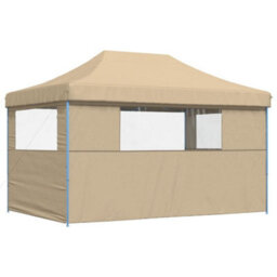 Walplus Foldable Party Tent Garden Gazebo Canopy Pop-Up With 3 Sidewalls Beige - thumbnail 5