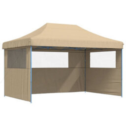 Walplus Foldable Party Tent Garden Gazebo Canopy Pop-Up With 3 Sidewalls Beige - thumbnail 2